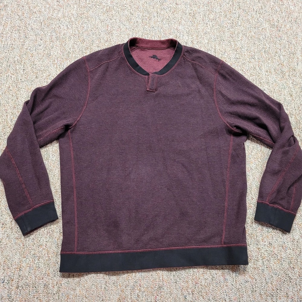 Tommy Bahama Sweater Mens Large Red Pullover Long Sleeve Hiking Camping Outdoors